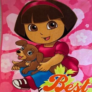 Pink Dora the Explorer Kids fleece blanket.